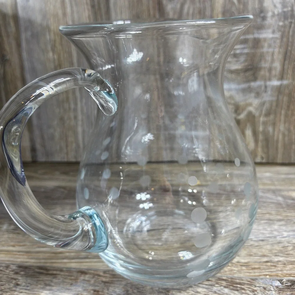 Mikasa Cheers Round Pitcher 3.25 Qt Etched Polka Dot Crystal Glass 5065536 Clear